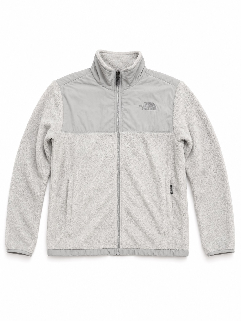 The North Face Girls Osito Fleece Jacket Full Zip Gray Beige Youth Large